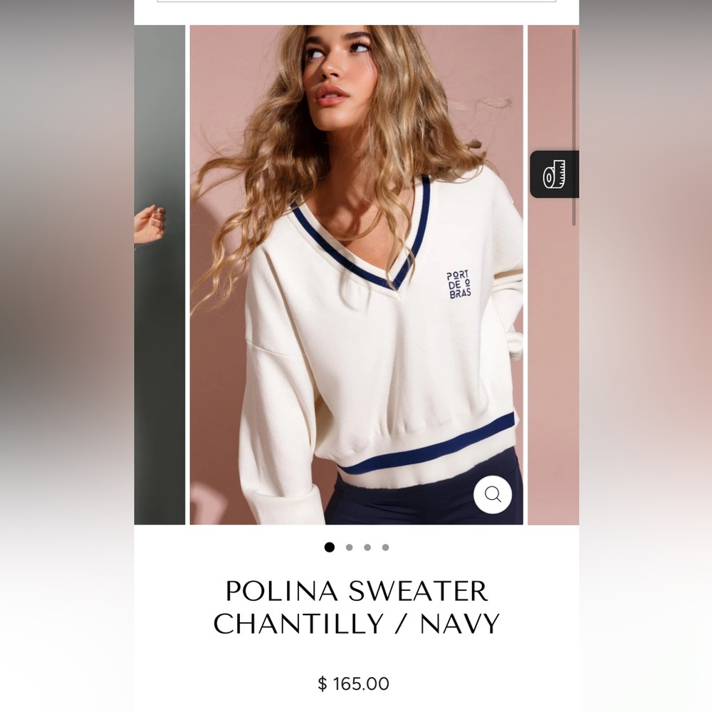 Port De Bras Women’s V-Neck Sweater - White and Navy